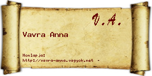 Vavra Anna névjegykártya